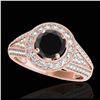 2.17 ctw VS Black Diamond Solitaire Halo Ring 10K Rose Gold - REF-67H5M - SKU:33980