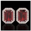12 ctw Garnet And VS/SI Diamond Earrings 14K Rose Gold - REF-72W7H - SKU:21226