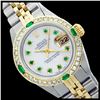 Rolex Ladies Two Tone 14K Gold/SS, Diam/Emerald Dial & Diam/Emerald Bezel, Sapphire Crystal - REF-44