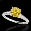Image 1 : 1.50 ctw SI/I Fancy Intense Yellow Diamond Ring 10K White Gold - REF-160K5W - SKU:34851