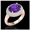4 ctw Amethyst & VS/SI Diamond Ring 14K Rose Gold - REF-89F8N - SKU:20901