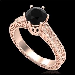 1 ctw Fancy Black Diamond Art Deco Ring 18K Rose Gold - REF-105Y5X - SKU:37570