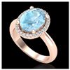 Image 2 : 2.50 ctw Aquamarine & VS/SI Diamond Ring 14K Rose Gold - REF-53N5A - SKU:21094