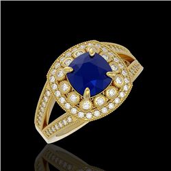 2.69 ctw Sapphire & Diamond Ring 14K Yellow Gold - REF-99H3M - SKU:44032