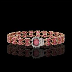 16.97 ctw Tourmaline & Diamond Bracelet 14K Rose Gold - REF-234W7H - SKU:45726