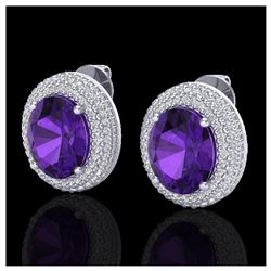 8 ctw Amethyst & VS/SI Diamond Earrings 18K White Gold - REF-150W5H - SKU:20212