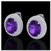 8 ctw Amethyst & VS/SI Diamond Earrings 18K White Gold - REF-150W5H - SKU:20212
