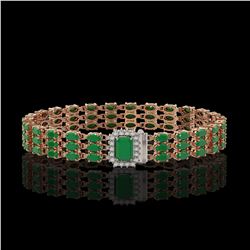 28.74 ctw Emerald & Diamond Bracelet 14K Rose Gold - REF-290F2N - SKU:45936