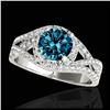 2 ctw SI Fancy Blue Diamond Solitaire Halo Ring 10K White Gold - REF-197Y7X - SKU:33844