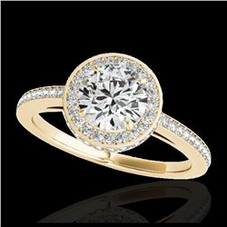 1.55 ctw H-SI/I Diamond Solitaire Halo Ring 10K Yellow Gold - REF-197V7Y - SKU:34276