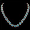 43.2 ctw Swiss Topaz & Diamond Halo Necklace 10K Rose Gold - REF-609M8F - SKU:41220