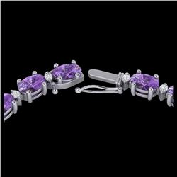 61.85 ctw Amethyst & VS/SI Diamond Eternity Necklace 10K White Gold - REF-275V8Y - SKU:29497