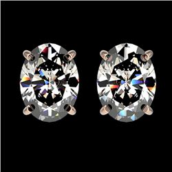 2.50 ctw VS/SI Oval Diamond Stud Earrings 10K Rose Gold - REF-735R2K - SKU:33112