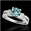1.75 ctw SI Fancy Blue Diamond 3 Stone Ring 10K White Gold - REF-177A3V - SKU:35417