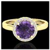 2 ctw Amethyst & Halo VS/SI Diamond Ring 18K Yellow Gold - REF-48M5F - SKU:21618