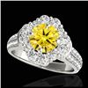 2.16 ctw SI/I Fancy Intense Yellow Diamond Ring 10K White Gold - REF-166A4V - SKU:33956