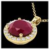 2 ctw Ruby & Halo VS/SI Diamond Necklace 18K Yellow Gold - REF-45N8A - SKU:21574