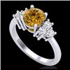 Image 1 : 1.50 ctw Intense Fancy Yellow Diamond Ring 18K White Gold - REF-218R2K - SKU:37602
