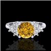 Image 2 : 1.50 ctw Intense Fancy Yellow Diamond Ring 18K White Gold - REF-218R2K - SKU:37602