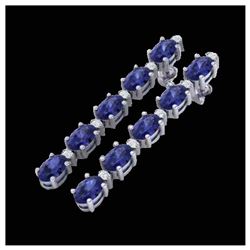 6 ctw Tanzanite & VS/SI Diamond Tennis Earrings 10K White Gold - REF-68K2W - SKU:21534