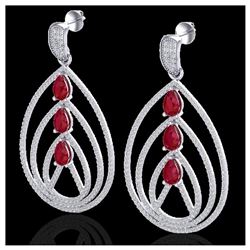 4 ctw Ruby & VS/SI Diamond Earrings 18K White Gold - REF-307F3N - SKU:22457