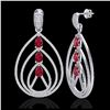 Image 2 : 4 ctw Ruby & VS/SI Diamond Earrings 18K White Gold - REF-307F3N - SKU:22457