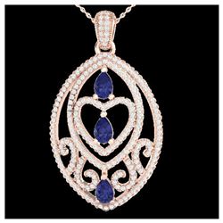 3.50 ctw Tanzanite & VS/SI Diamond Heart Necklace 18 14K Rose Gold - REF-218K2W - SKU:21296