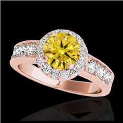 1.85 ctw SI/I Fancy Intense Yellow Diamond Ring 10K Rose Gold - REF-211Y4X - SKU:34539