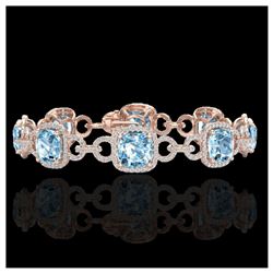 30 ctw Topaz & VS/SI Diamond Bracelet 14K Rose Gold - REF-368N9A - SKU:23033
