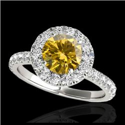2 ctw SI/I Fancy Intense Yellow Diamond Halo Ring 10K White Gold - REF-231Y8X - SKU:33452