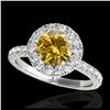 Image 1 : 2 ctw SI/I Fancy Intense Yellow Diamond Halo Ring 10K White Gold - REF-231Y8X - SKU:33452