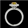 Image 2 : 2 ctw SI/I Fancy Intense Yellow Diamond Halo Ring 10K White Gold - REF-231Y8X - SKU:33452