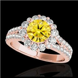2.51 ctw SI/I Fancy Intense Yellow Diamond Ring 10K Rose Gold - REF-347W7H - SKU:33948