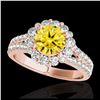 Image 1 : 2.51 ctw SI/I Fancy Intense Yellow Diamond Ring 10K Rose Gold - REF-347W7H - SKU:33948