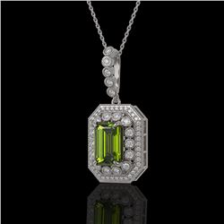 6.7 ctw Tourmaline & Diamond Necklace 14K White Gold - REF-193A3V - SKU:43454
