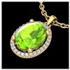 Image 1 : 2.50 ctw Peridot & VS/SI Diamond Necklace 18K Yellow Gold - REF-51Y3X - SKU:21086