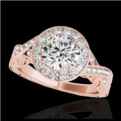1.75 ctw H-SI/I Diamond Solitaire Halo Ring 10K Rose Gold - REF-354X5R - SKU:34523