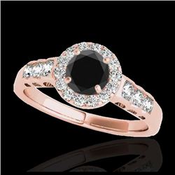 1.55 ctw VS Black Diamond Solitaire Halo Ring 10K Rose Gold - REF-55Y9X - SKU:34364