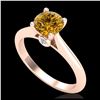 Image 1 : 1.08 ctw Intense Fancy Yellow Diamond Art Deco Ring 18K Rose Gold - REF-236V4Y - SKU:38205