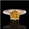 Image 2 : 1.08 ctw Intense Fancy Yellow Diamond Art Deco Ring 18K Rose Gold - REF-236V4Y - SKU:38205