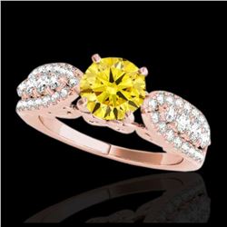 1.70 ctw SI/I Fancy Intense Yellow Diamond Ring 10K Rose Gold - REF-135R2K - SKU:35267
