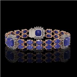 21.83 ctw Sapphire & Diamond Bracelet 14K Rose Gold - REF-270W2H - SKU:44745