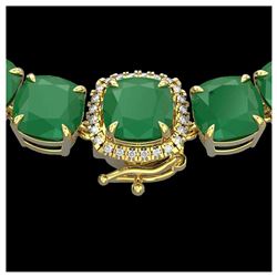 116 ctw Emerald & VS/SI Diamond Halo Necklace 14K Yellow Gold - REF-581M8F - SKU:23343