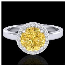 2 ctw Citrine & Halo VS/SI Diamond Ring 18K White Gold - REF-48R5K - SKU:21626