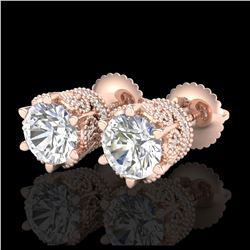 2.04 ctw VS/SI Diamond Solitaire Art Deco Stud Earrings 18K Rose Gold - REF-361H8M - SKU:37242