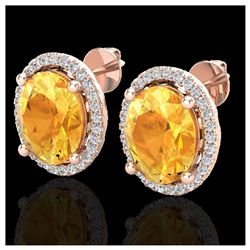 5 ctw Citrine & VS/SI Diamond Earrings 14K Rose Gold - REF-67M3F - SKU:21050