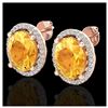 Image 1 : 5 ctw Citrine & VS/SI Diamond Earrings 14K Rose Gold - REF-67M3F - SKU:21050