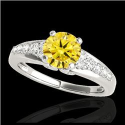 1.40 ctw SI/I Fancy Intense Yellow Diamond Ring 10K White Gold - REF-190H9M - SKU:35003