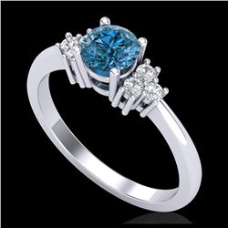 0.75 ctw Fancy Intense Blue Diamond Ring 18K White Gold - REF-89M3F - SKU:37586