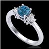 Image 1 : 0.75 ctw Fancy Intense Blue Diamond Ring 18K White Gold - REF-89M3F - SKU:37586